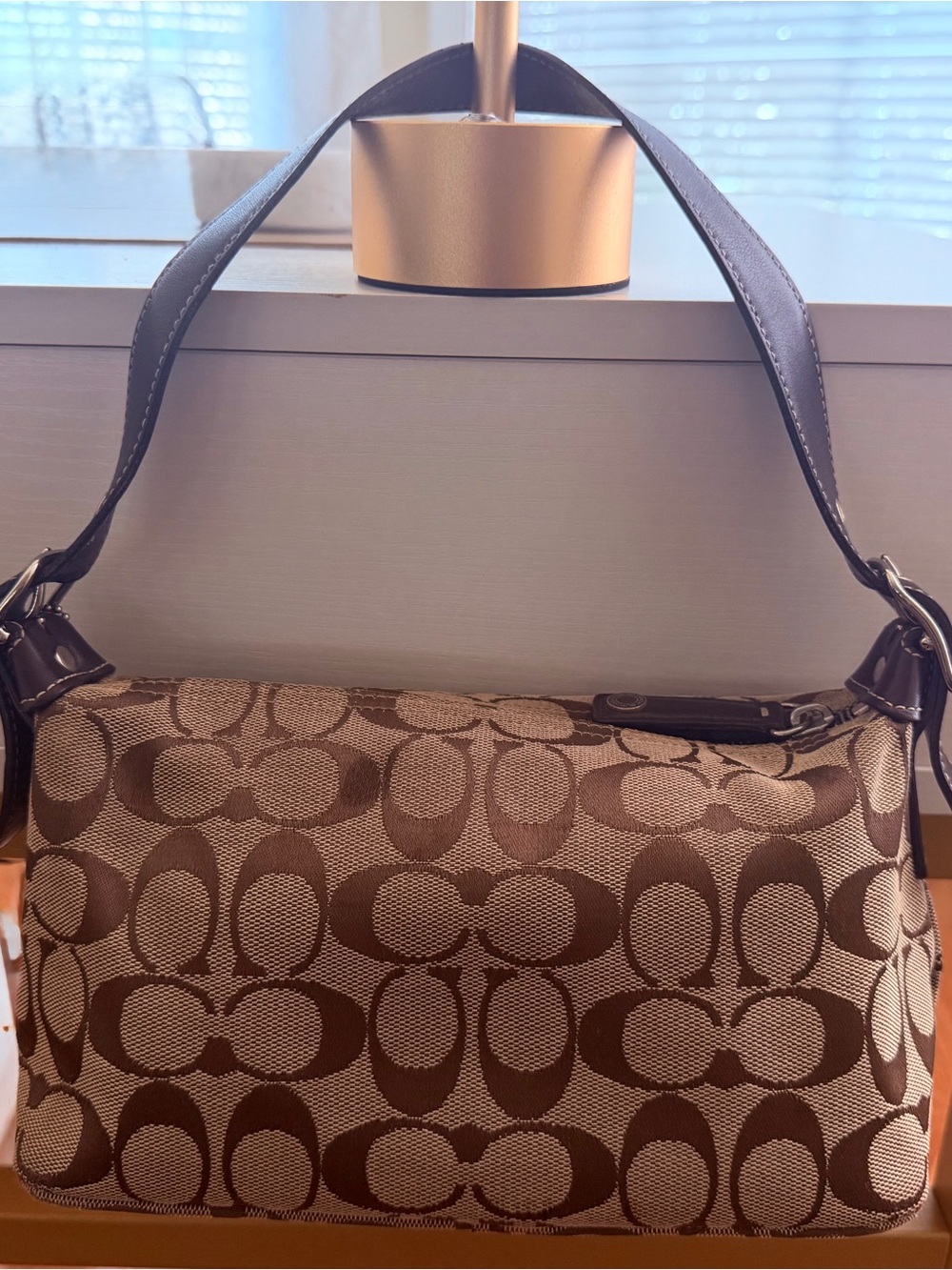 Coach Brown Signature Jacquard Shoulder Bag